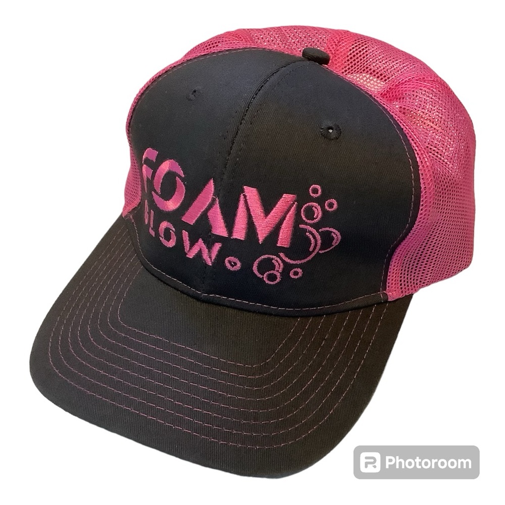 Foam Glow Pink Gray Trucker Hat Port Authority Mesh SnapBack Unisex cap